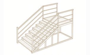 Изображение для товара Лестница металлическая с перилами (10 ступеней, перфорированный лист, с площадкой)