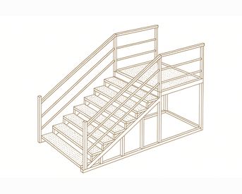 Изображение для товара Лестница металлическая (12 ступеней, рифленый лист, с площадкой) вариант 1