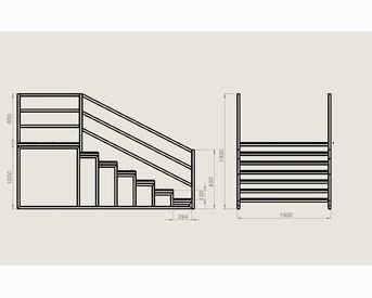Изображение для товара Лестница металлическая с перилами (7 ступеней)